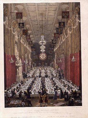 A főpolgármester vacsorája a Guildhallban, 1828. november 9. (litho) alkotó: George the Elder Scharf