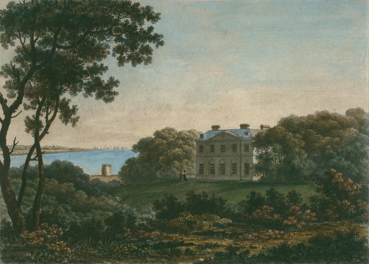 Andrew Robert Drummond háza, Cadland park, Hampshire, vésette William Watts (1752-1851) alkotó: George the Younger Barret