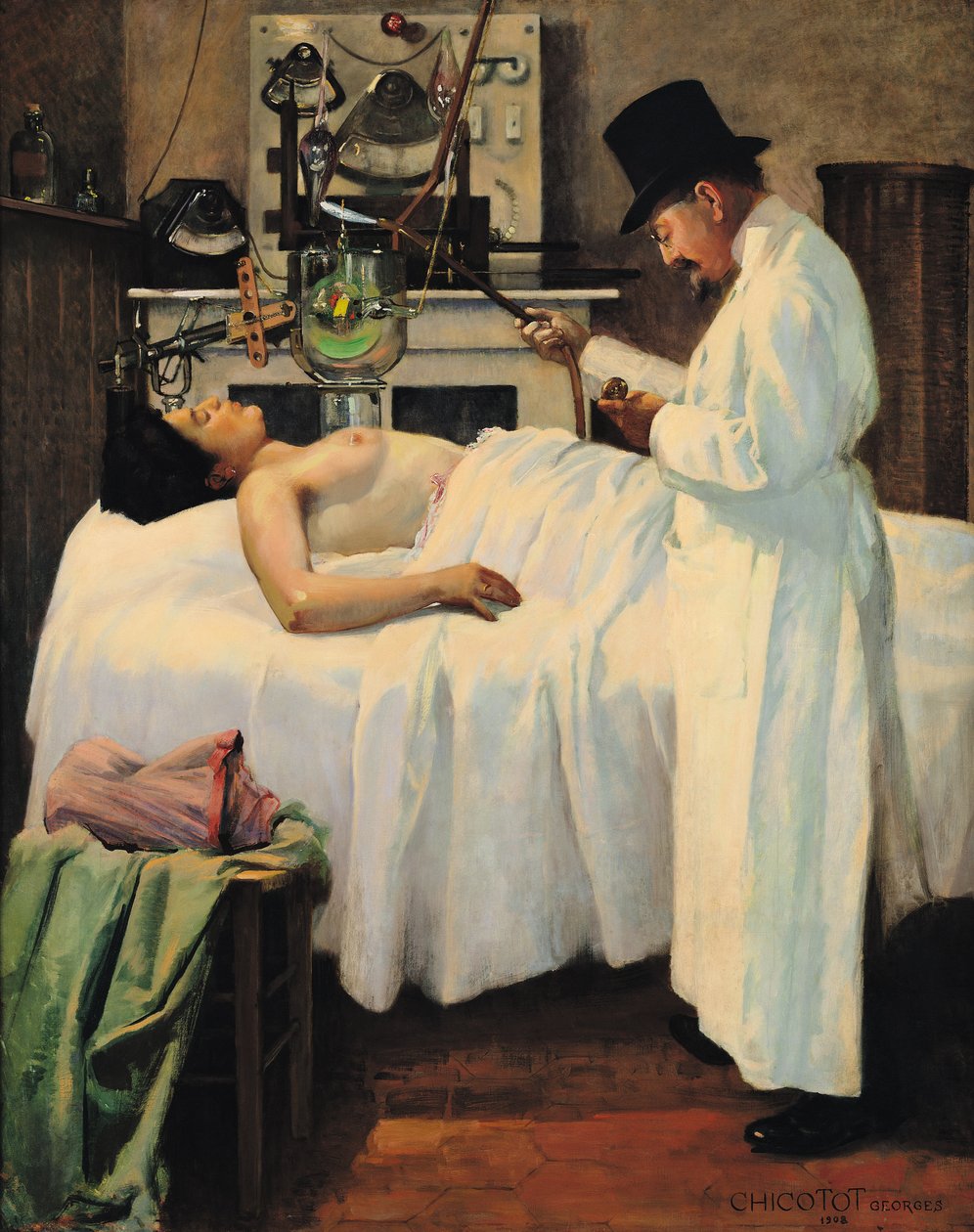 Chicotot doktor: Az első kísérlet a rák röntgensugarakkal történő kezelésére, 1907 alkotó: Georges Chicotot