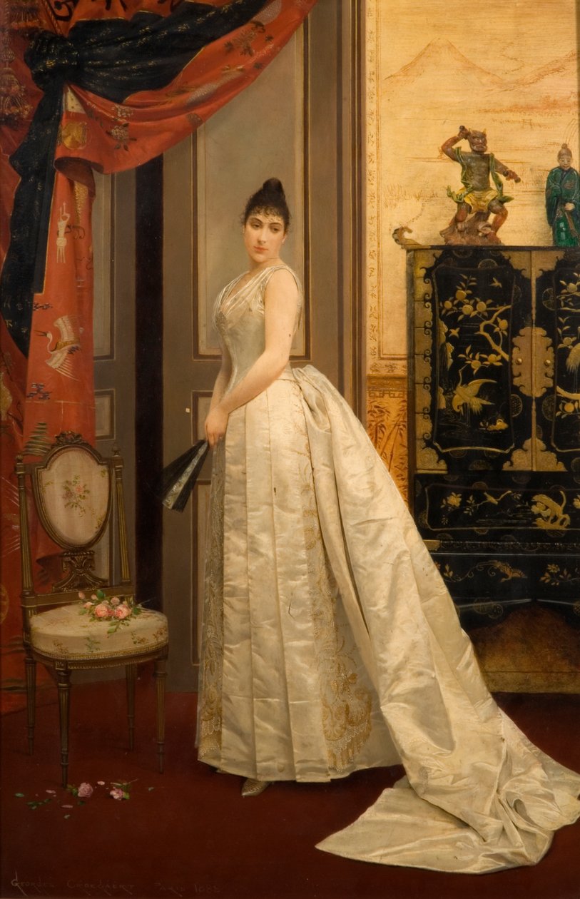 Hölgy legyezővel, 1888 alkotó: Georges Croegaert