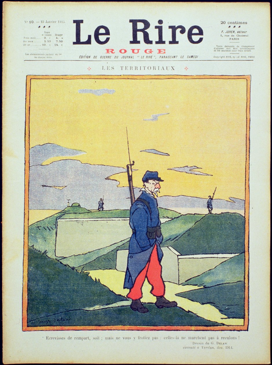 Rákok a bástyáról, de ne dörzsölődjetek hozzájuk: nem járnak visszafelé", a "Le Rire Rouge" címlapja, 1915. január 23. alkotó: Georges Delaw