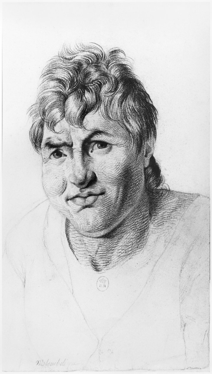 Melankolikus, illusztráció Jean Etienne Dominique Esquirol (1772-1840) kiadatlan értekezéséből a Salpetriere menedékház őrültjeiről, 1818 körül alkotó: Georges Francois Gabriel