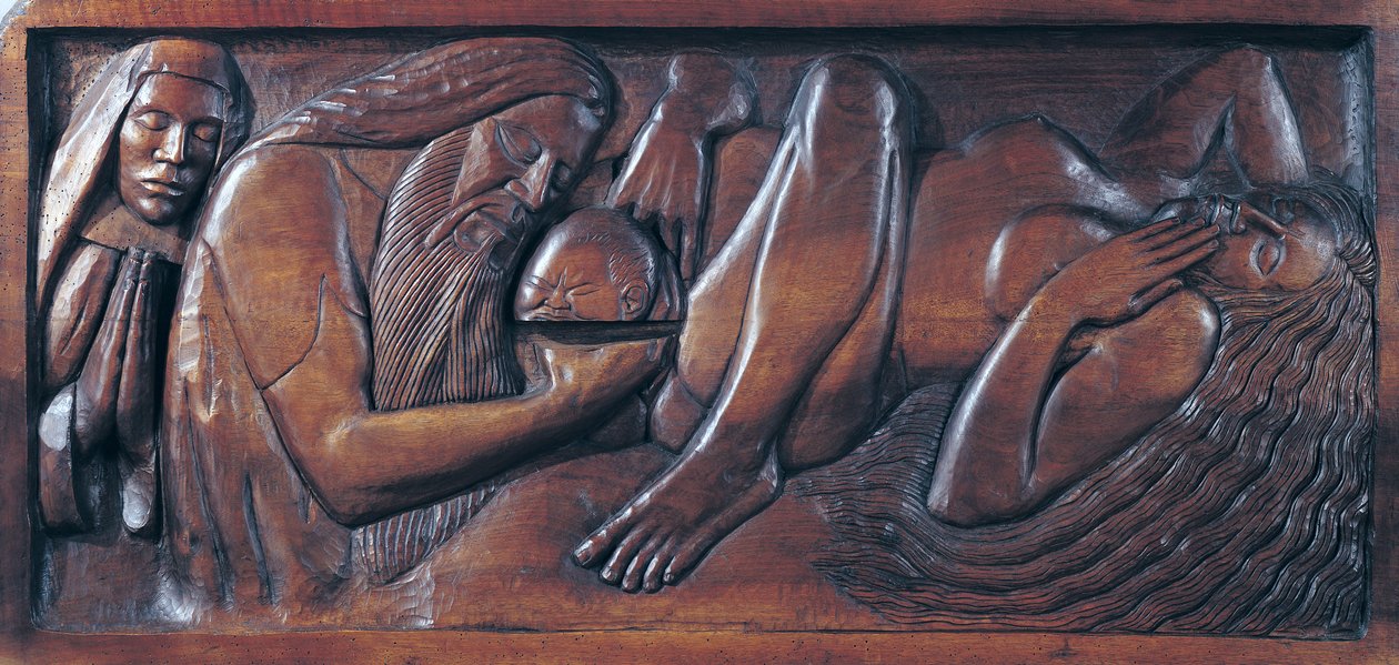 Születés, fa ágypanel, 1894 (fa) alkotó: Georges Lacombe