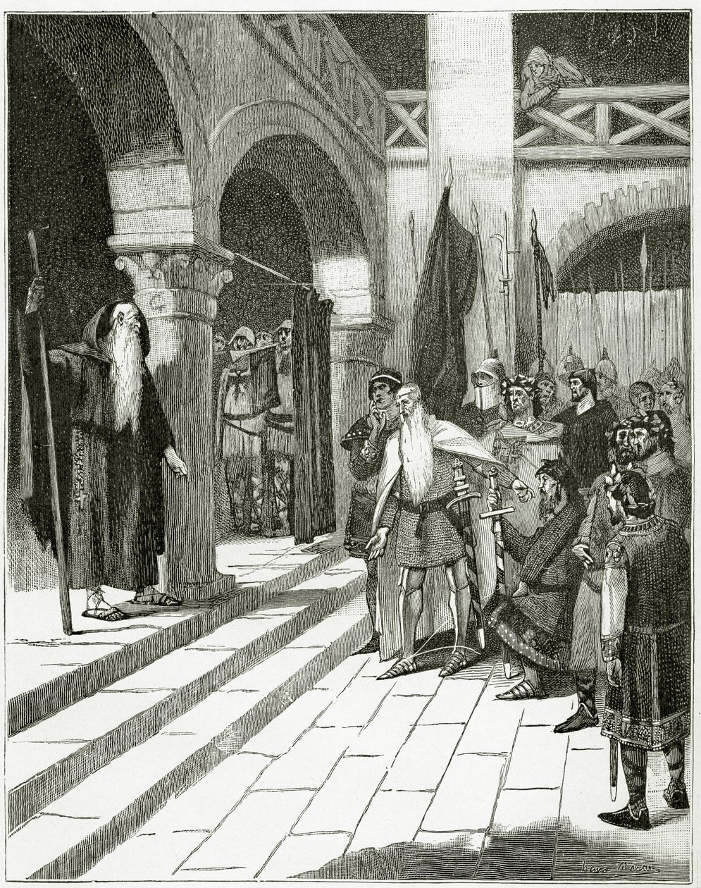 Les Burgraves, 19. század (bw-metszet) alkotó: Georges Marie Rochegrosse