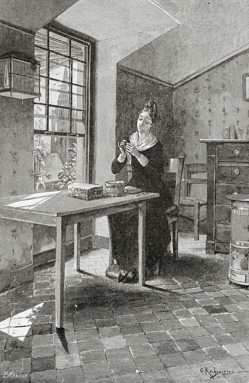 Regard Jeté dans une Mansarde,19. század (színes metszet) alkotó: Georges Marie Rochegrosse