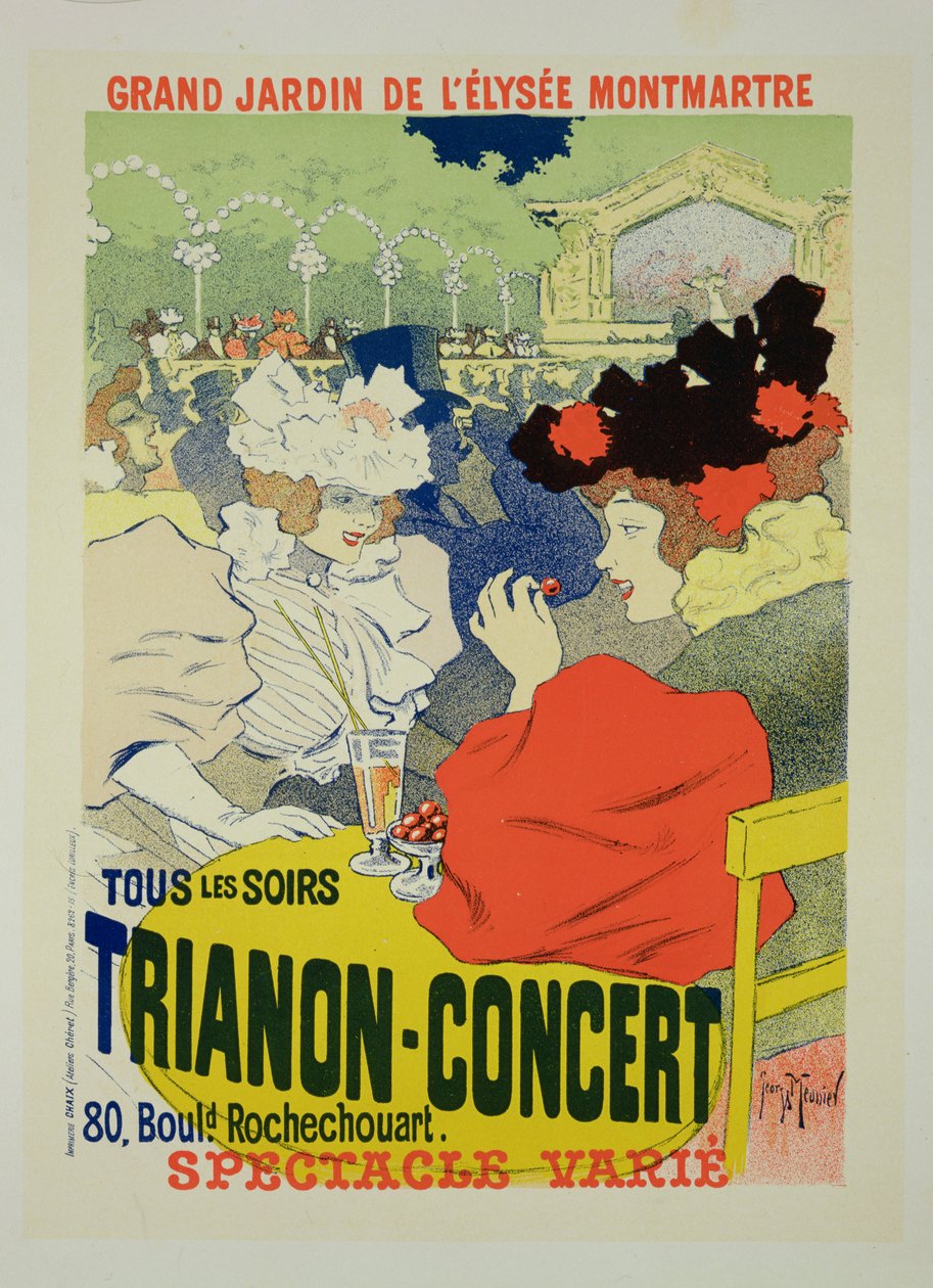 A „Trianon-koncertet” reklámozó plakát reprodukciója, 1895 alkotó: Georges Meunier