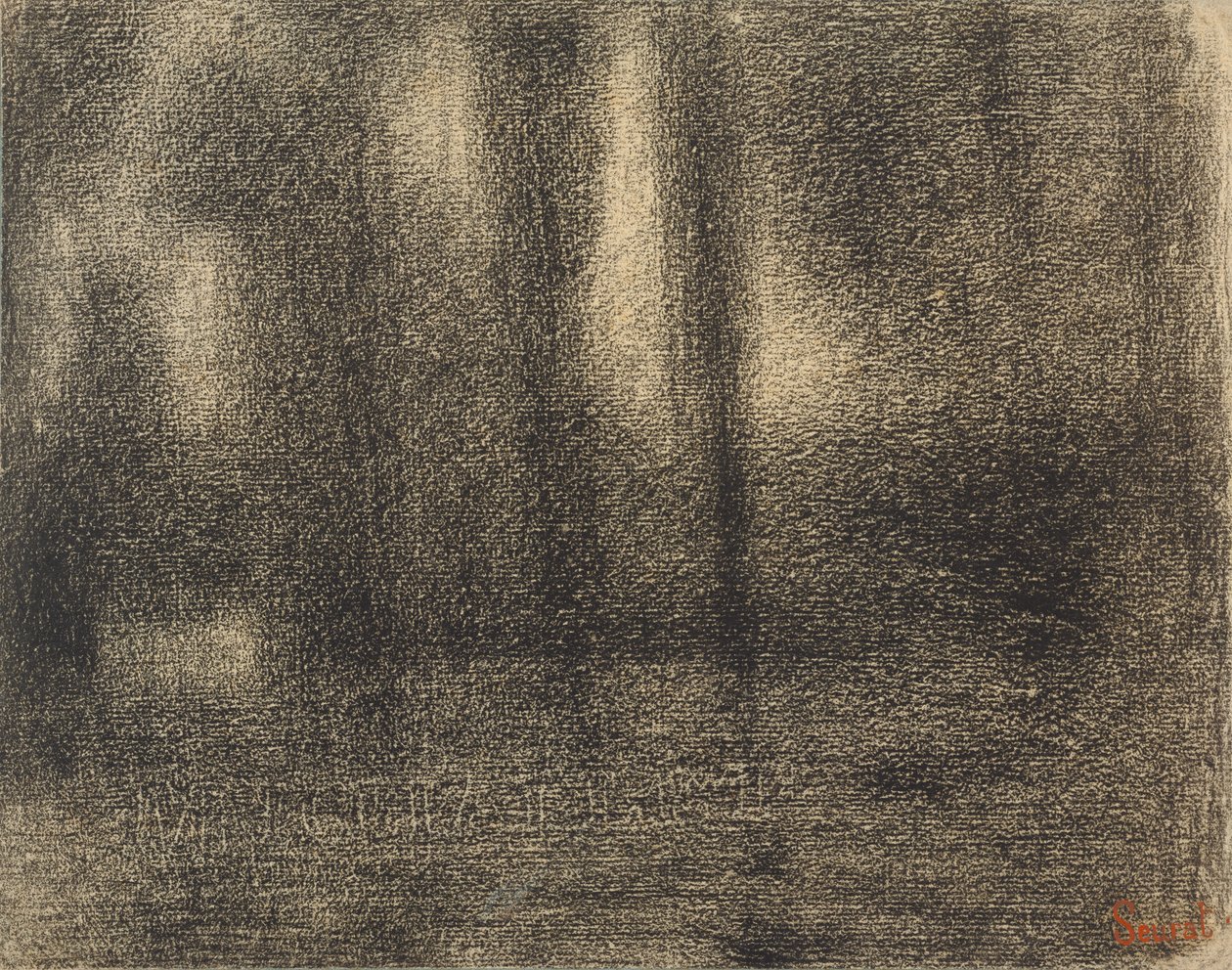 Nyárfák, 1883-4 körüli (conte kréta, michalett papír) alkotó: Georges Seurat