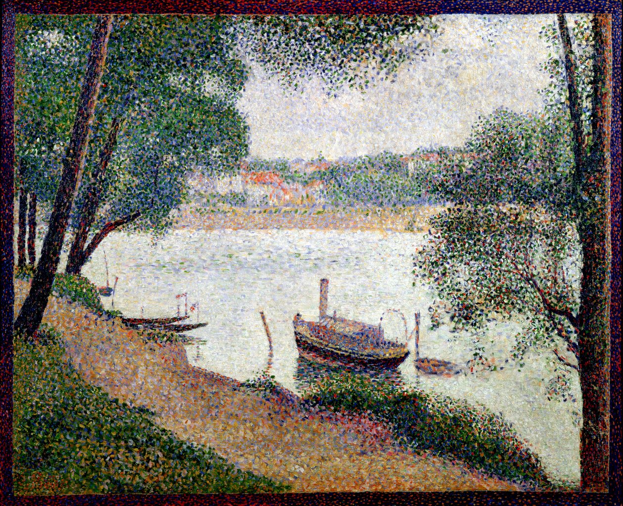 Folyami táj egy csónakkal alkotó: Georges Seurat