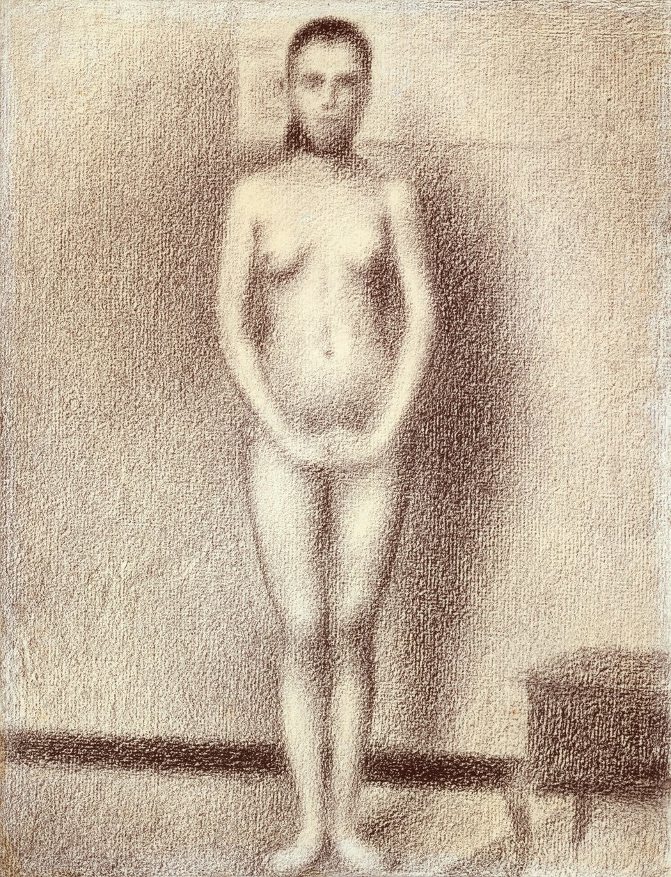 Tanulmány a Les Poseuses számára, 1886 (konte zsírkréta fektetett papíron) alkotó: Georges Seurat