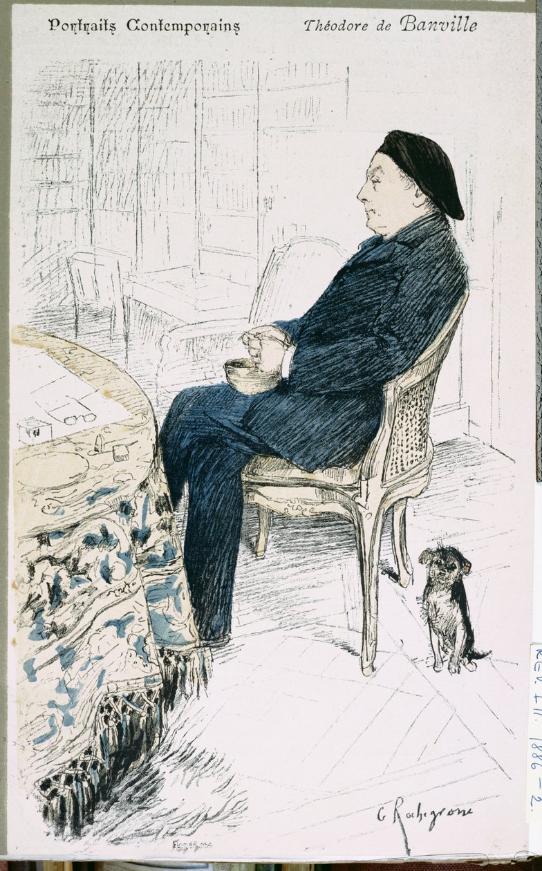 Theodore de Banville (1823-91), a La Revue Illustree-ből, 1886 (színes metszet) alkotó: Georges Marie Rochegrosse