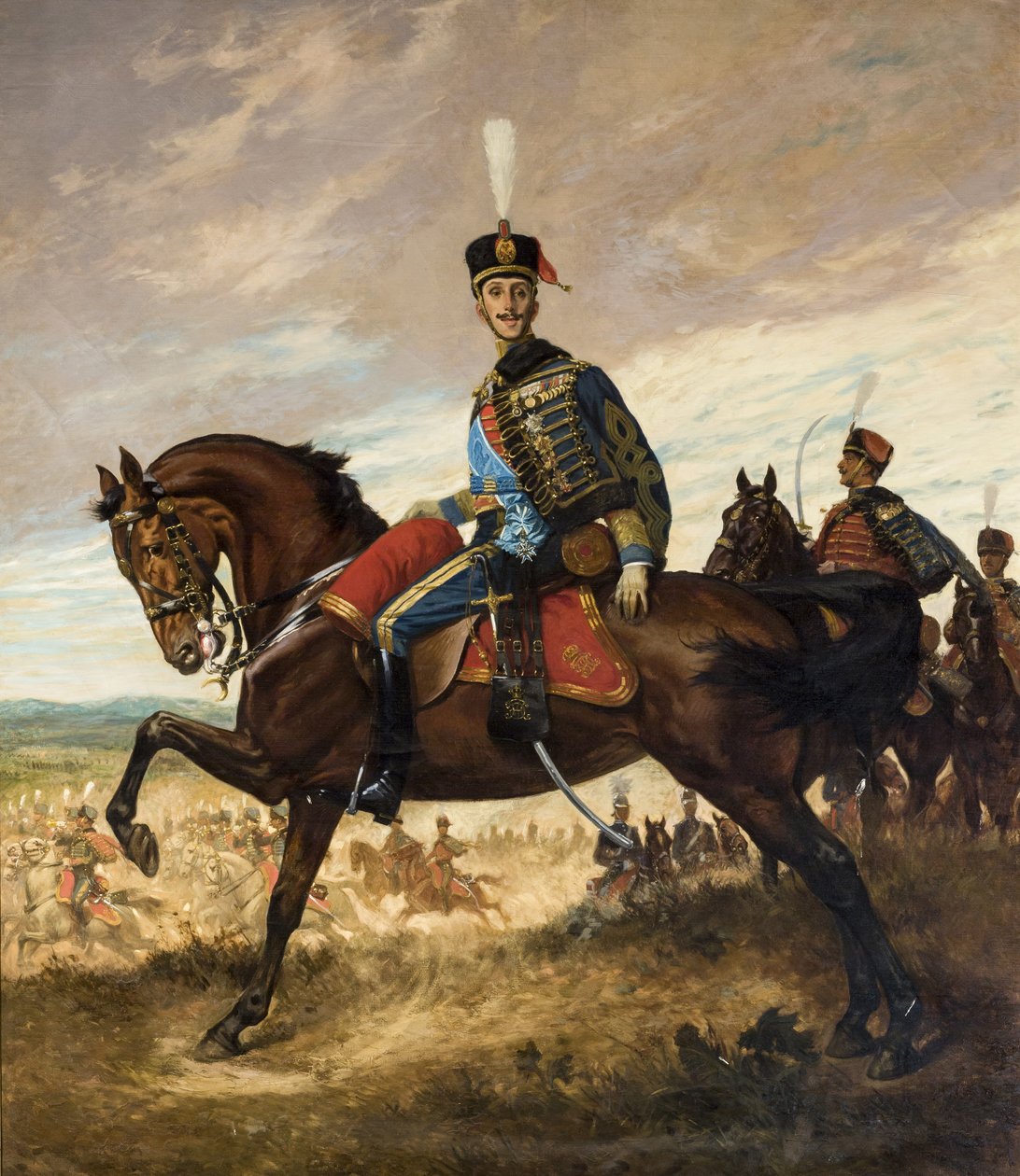 XIII. Alfonso arcképe huszár egyenruhában alkotó: Georges Scott