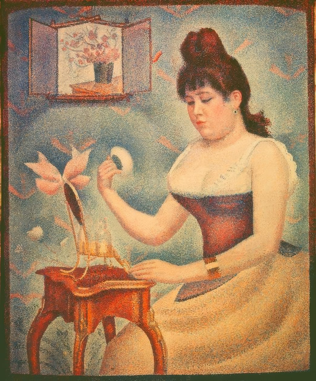 Fiatal nő púderezi magát alkotó: Georges Seurat