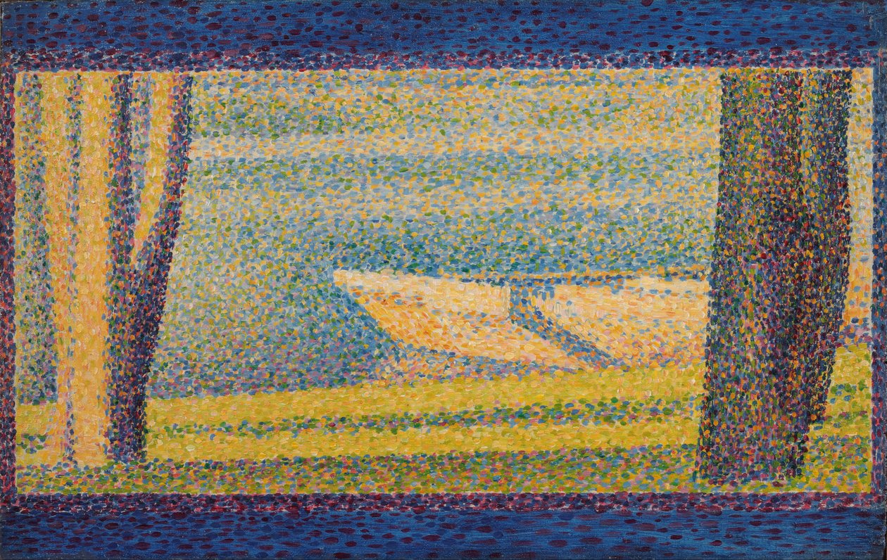 Kikötett hajók és fák alkotó: Georges Seurat