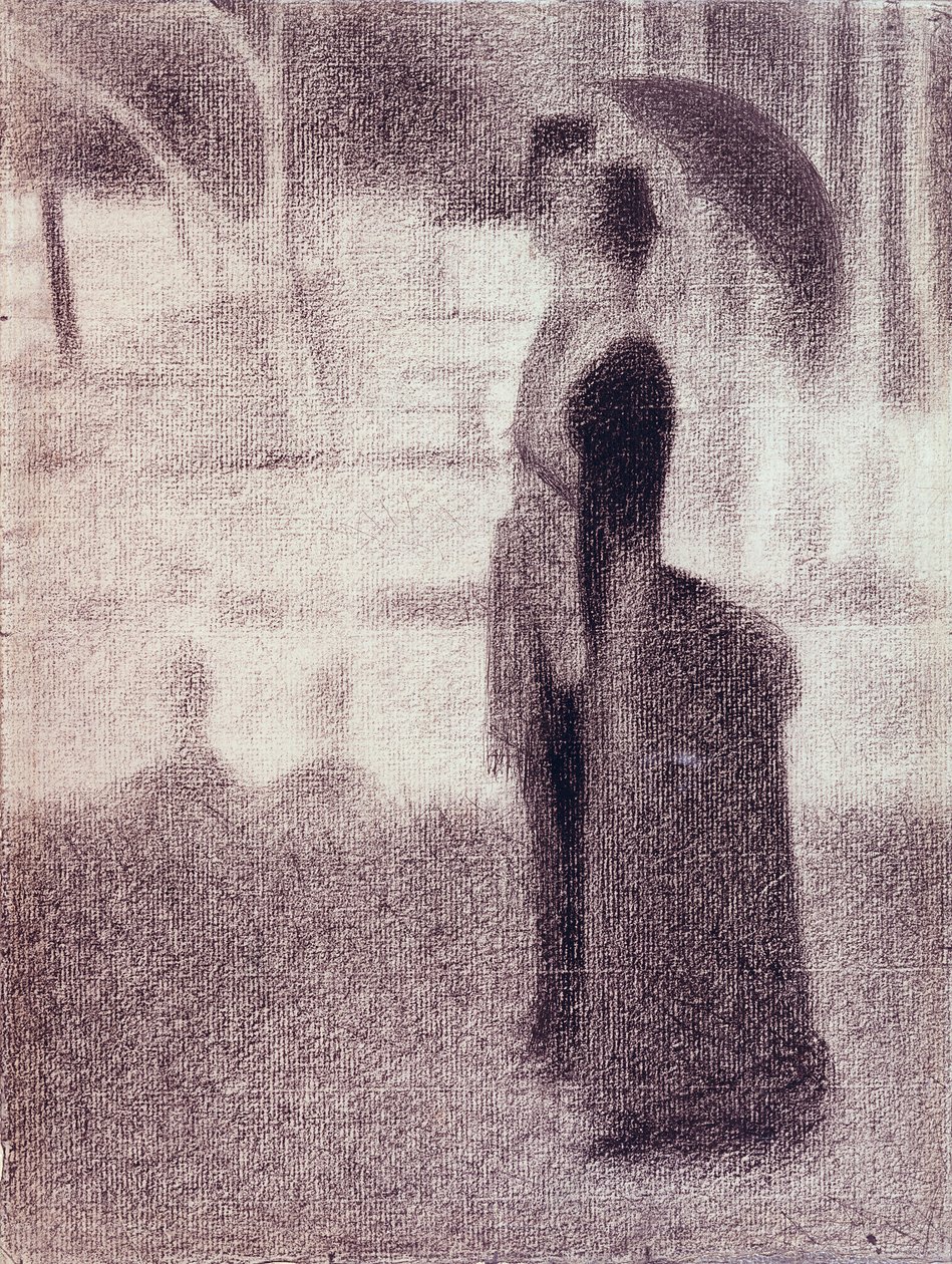 Tanulmány vasárnap délutánhoz La Grande Jatte szigetén, 1884 körül (conte zsírkréta papíron) alkotó: Georges Seurat