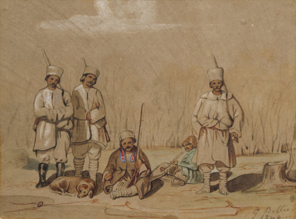 Pihenő katonák, 1844 (wc és gouache, papír) alkotó: Georges de Bellio