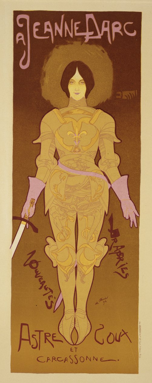„Joan of Arc” jelmezeket reklámozó poszter reprodukciója egy drapériaboltban, Carcassone, 1896 alkotó: Georges de Feure
