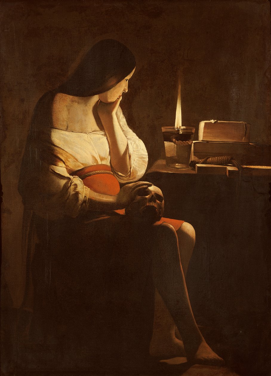 Mária Magdolna éjjeli lámpával, 1640-35 körül alkotó: Georges de La Tour