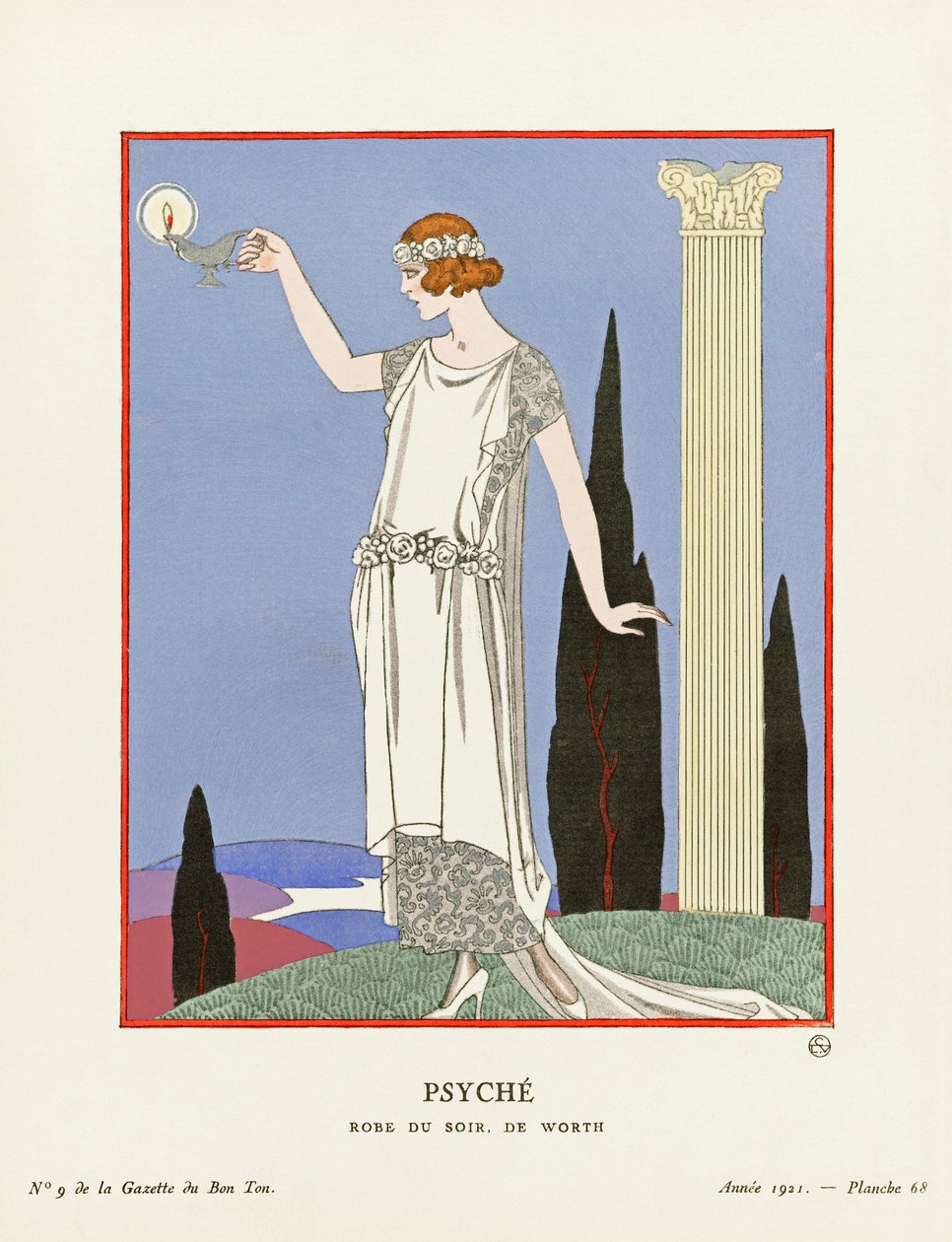 Psyche, a "Gazette du Bon Ton"-ból (nyomtatás) alkotó: Georges (after) Barbier