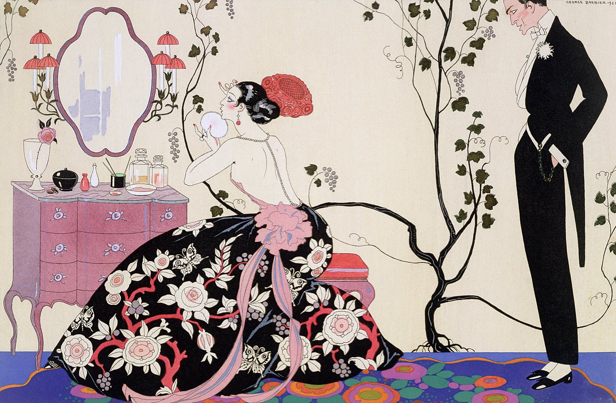 A hát nélküli ruha, metszett Henri Reidel alkotó: Georges (after) Barbier