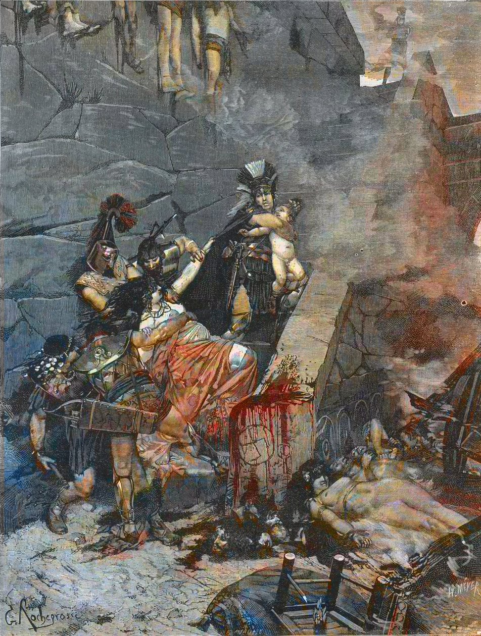 Andromache – Andromaque (Ulysses kitépi Andromaque karjából Astyanaxot, hogy kidobja a Trója falainak tetejéről) – VÉSZ George-Antoine Rochegrosse (1859-1938) FESTÉSE UTÁN alkotó: Georges (after) Rochegrosse