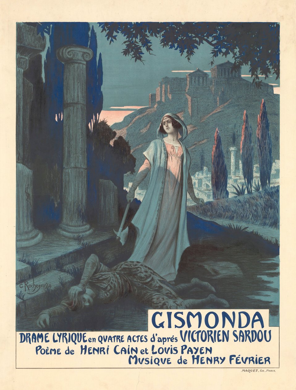 Plakát V. Sardou Gismonda című színházi darabjához, 1919. alkotó: Georges Antoine Rochegrosse