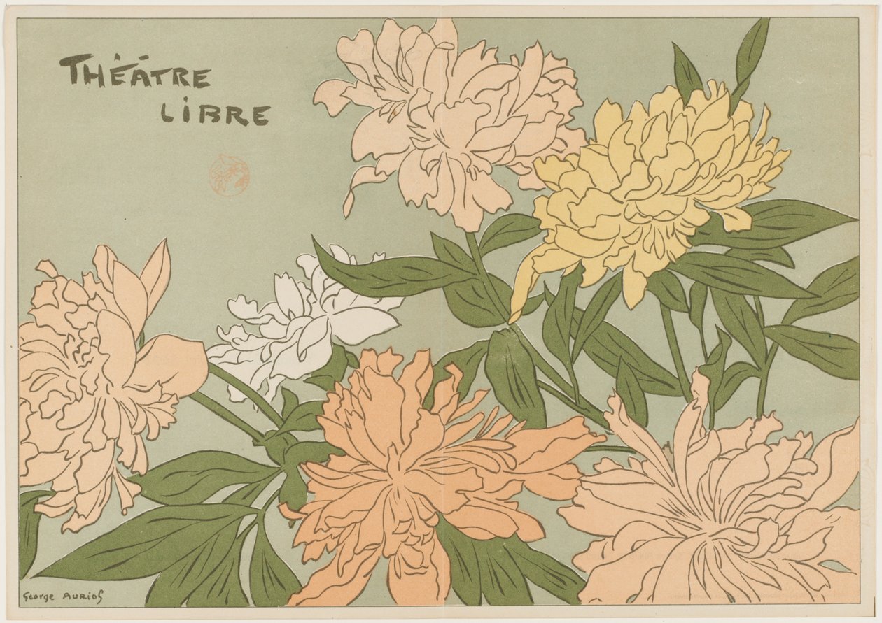 Myrane és Les Chapons program a szabad színház számára, 1889. alkotó: Georges Auriol