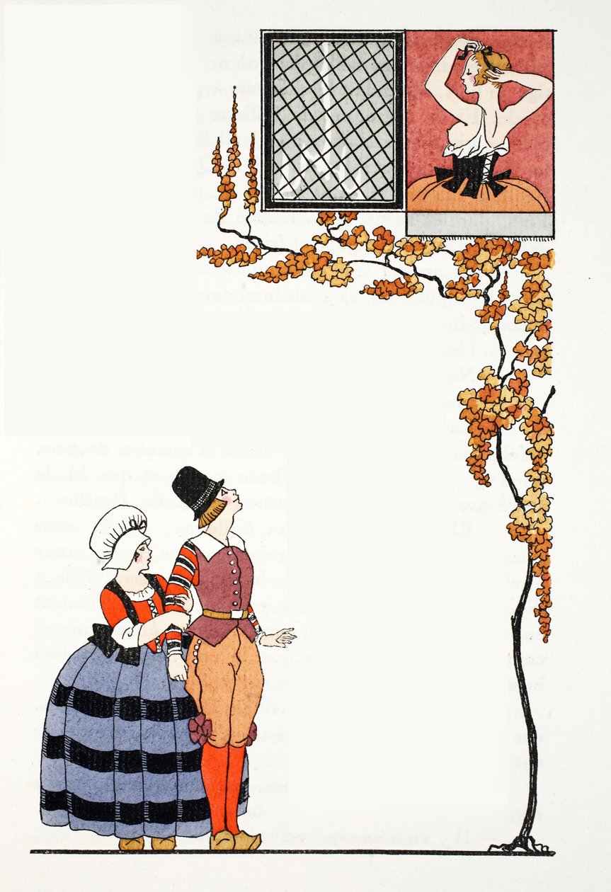 Csodálat messziről (pochoir print) alkotó: Georges Barbier