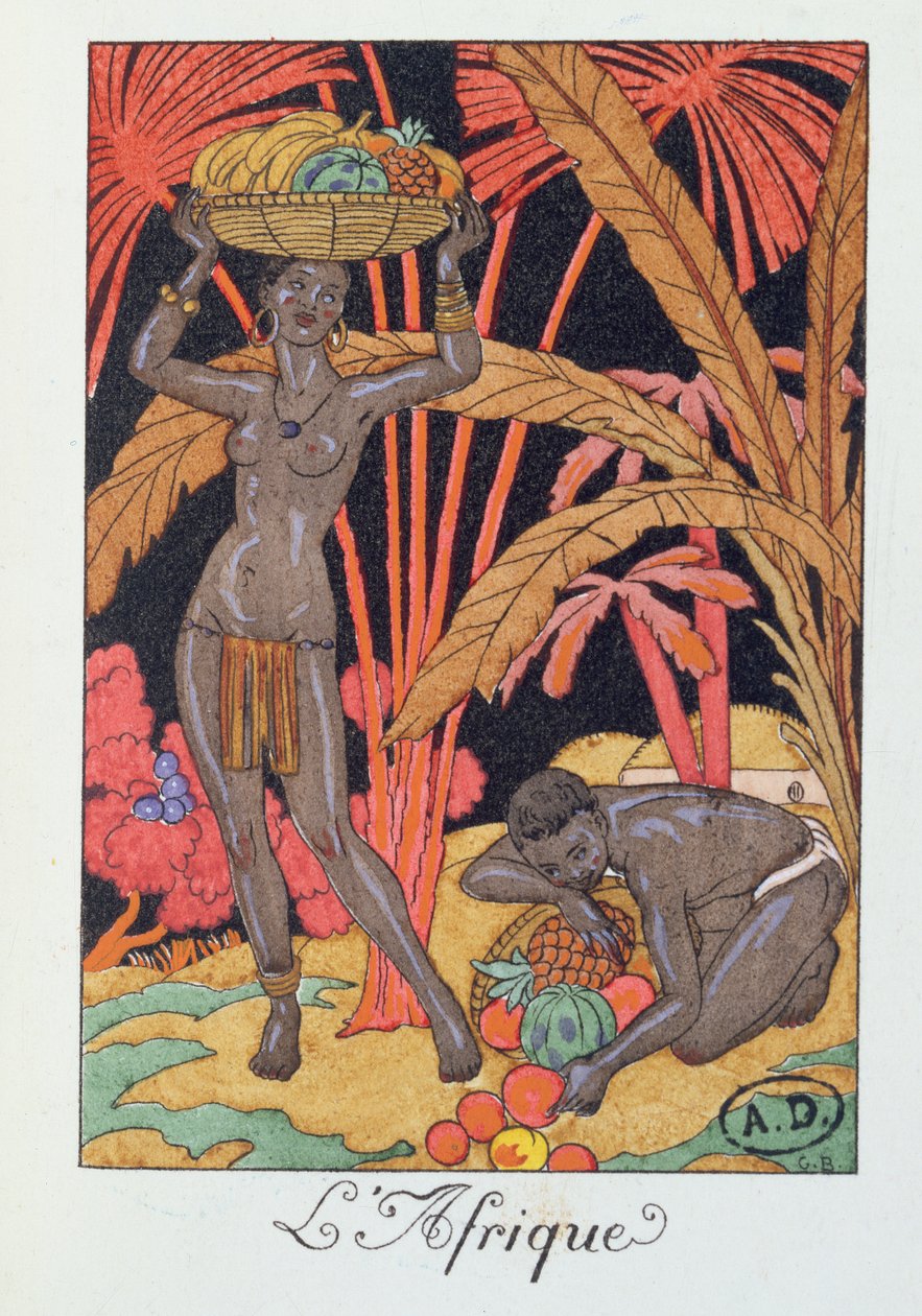 „Afrika”, illusztráció egy 1921-es naptárhoz alkotó: Georges Barbier