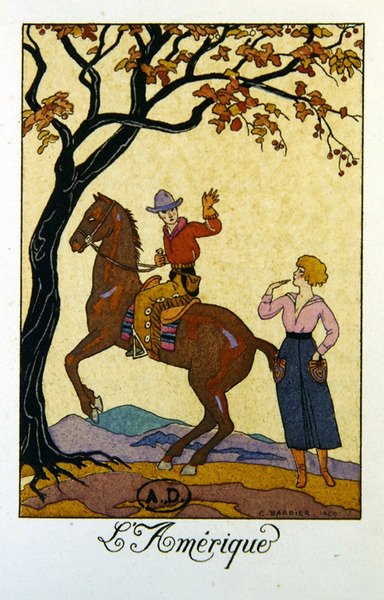 „Amerika”, illusztráció egy 1921-es naptárhoz alkotó: Georges Barbier