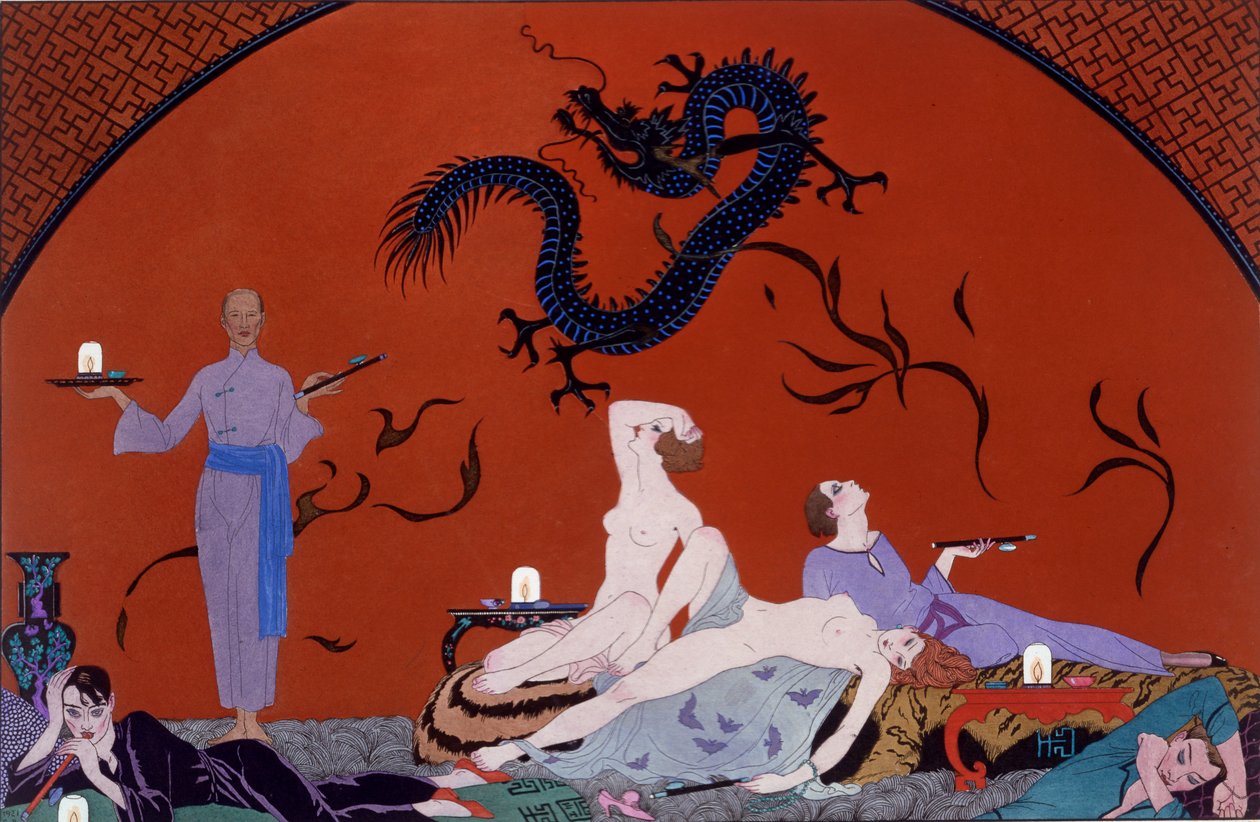A Pasotz-házban, 1921 körül (pochoir print) alkotó: Georges Barbier