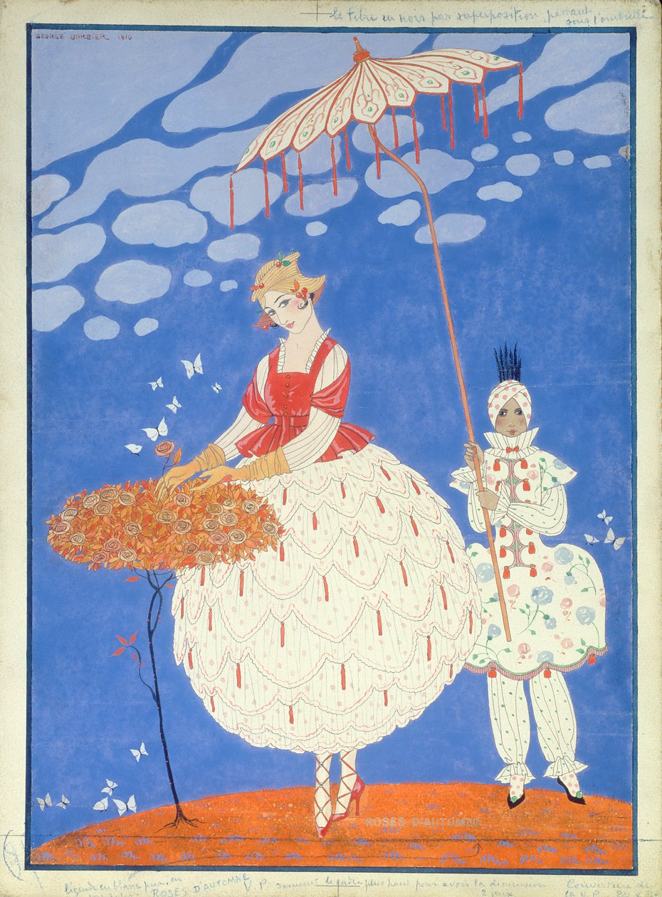 Őszi rózsák (toll, tus és akvarell papíron) alkotó: Georges Barbier