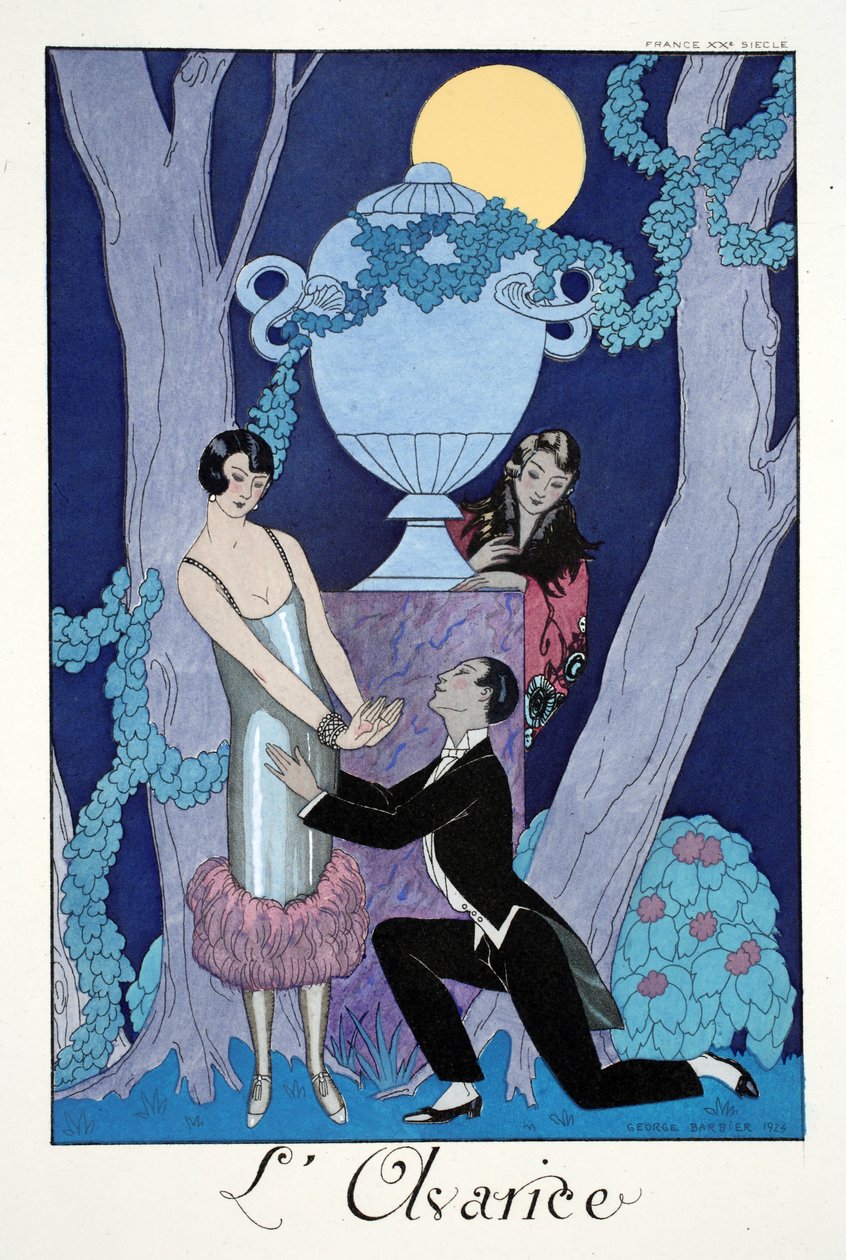 Avarice, a „Falbalas és Fanfreluches, a jelen, múlt és jövő módozatai almanachjából” alkotó: Georges Barbier