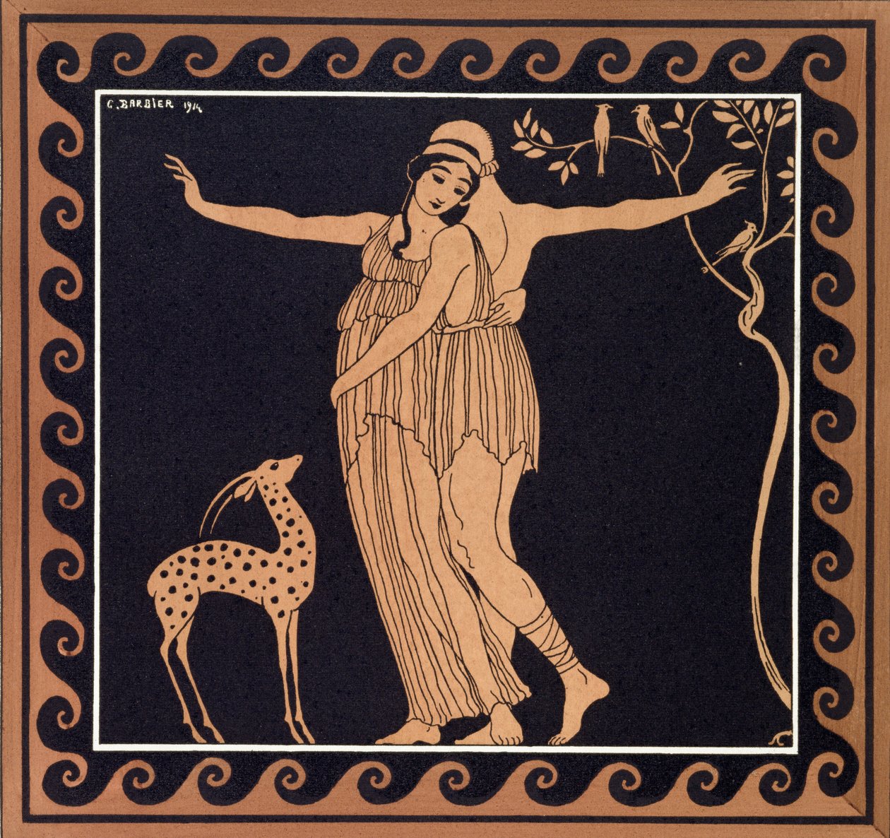 Balettjelenet Tamara Karsavinával (1885-1978) 1914 (pochoir print) alkotó: Georges Barbier