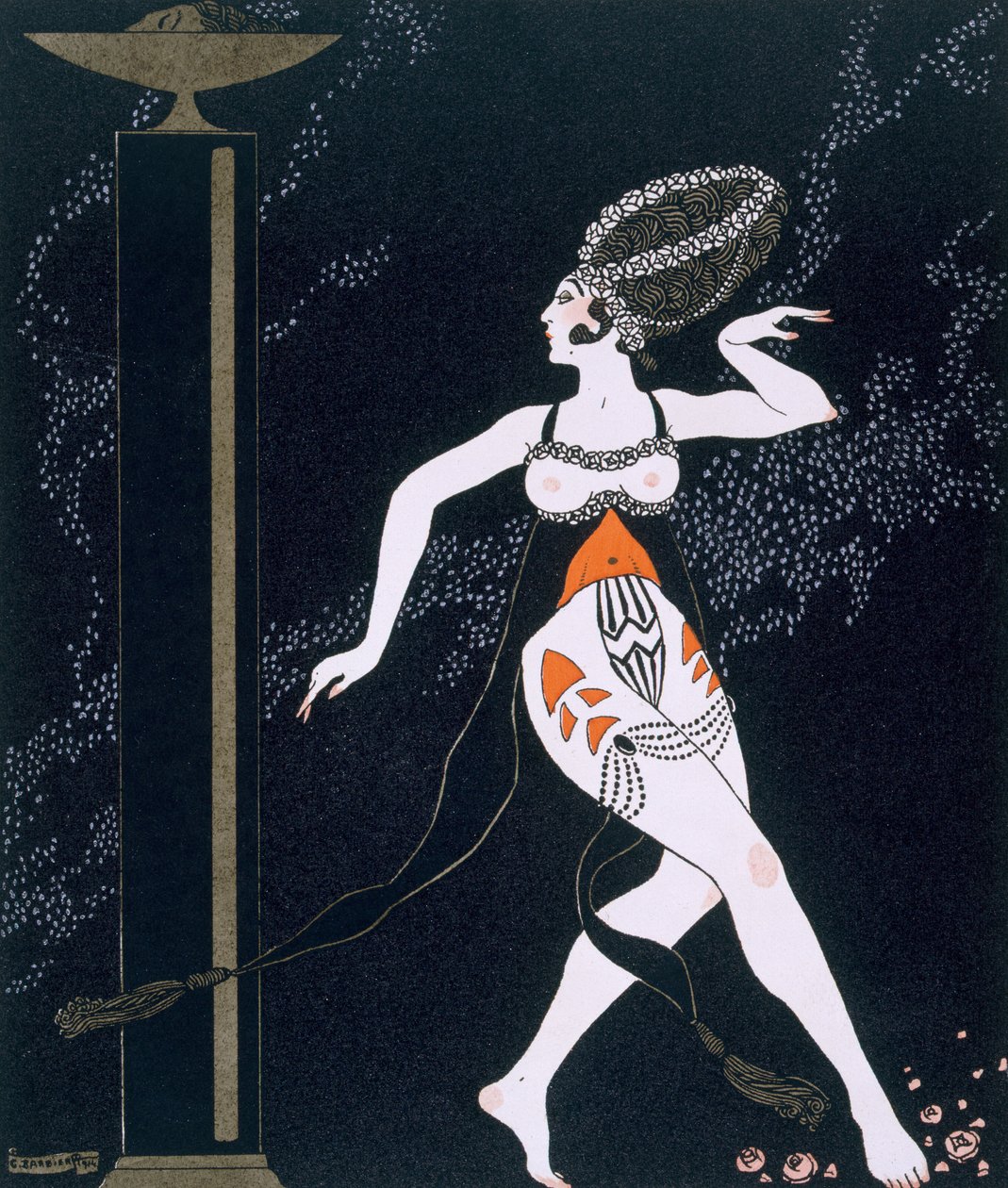 Balettjelenet Tamara Karsavinával (1885-1978) 1914 (pochoir print) alkotó: Georges Barbier