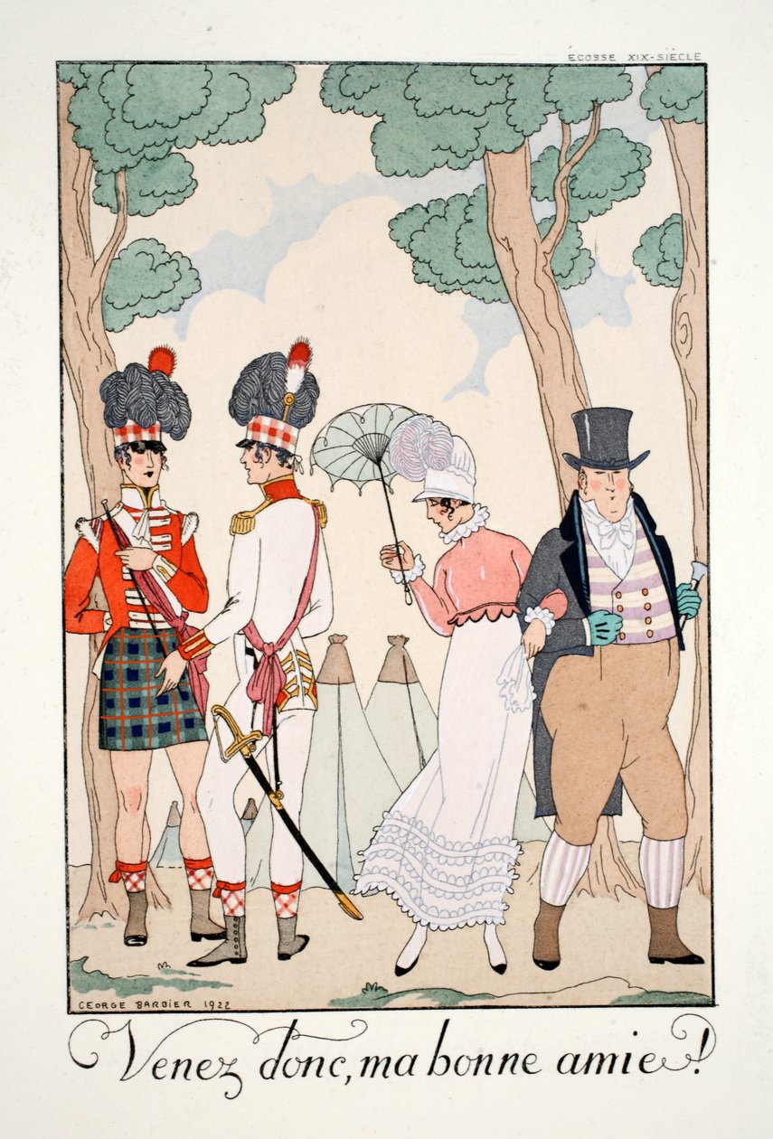 Gyere, jó barátom!, a „Falbalas és Fanfreluches, a jelen, a múlt és a jövő módozatainak almanachja” c. alkotó: Georges Barbier