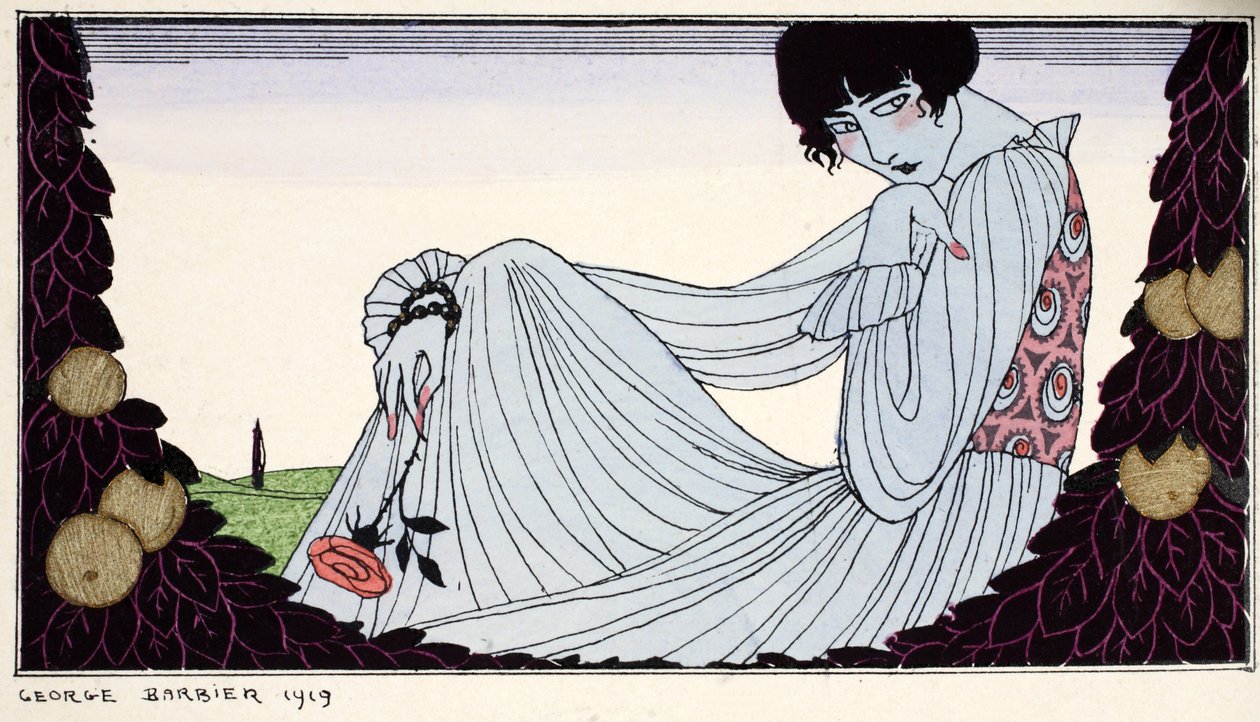 Contemplation 1919 (stencil-nyomat) alkotó: Georges Barbier