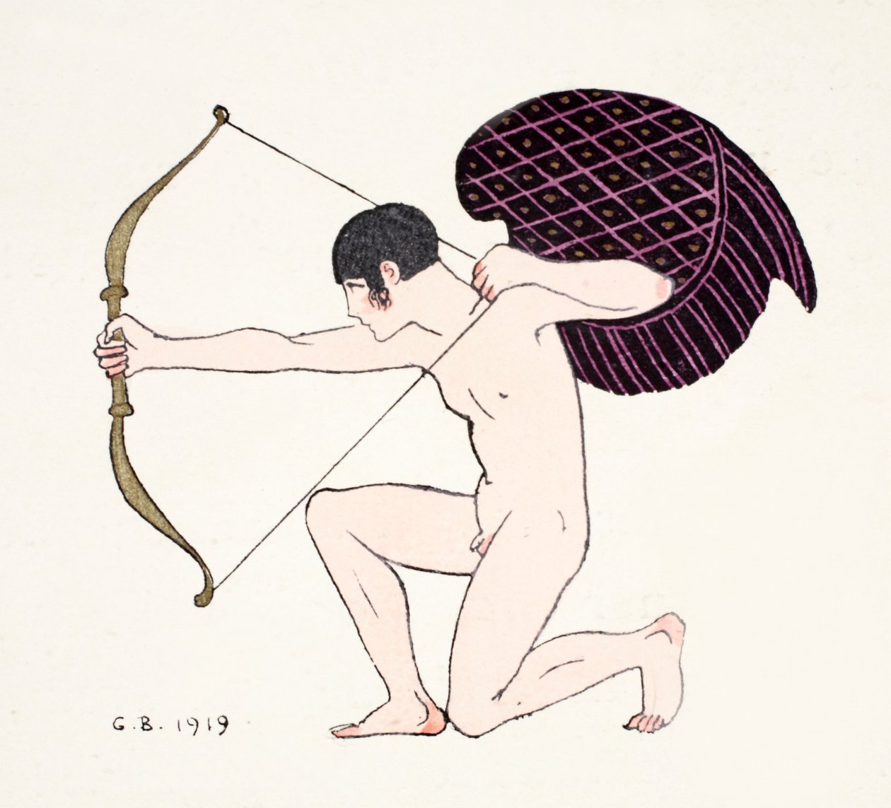 Ámor 1919 (pochoir print) alkotó: Georges Barbier