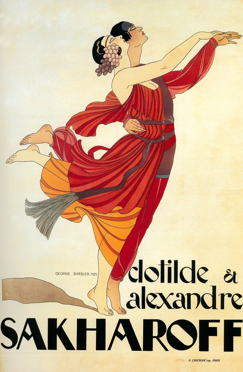 Clotilde és Alexandre Sakharoff táncosok, 1921 (plakát) alkotó: Georges Barbier