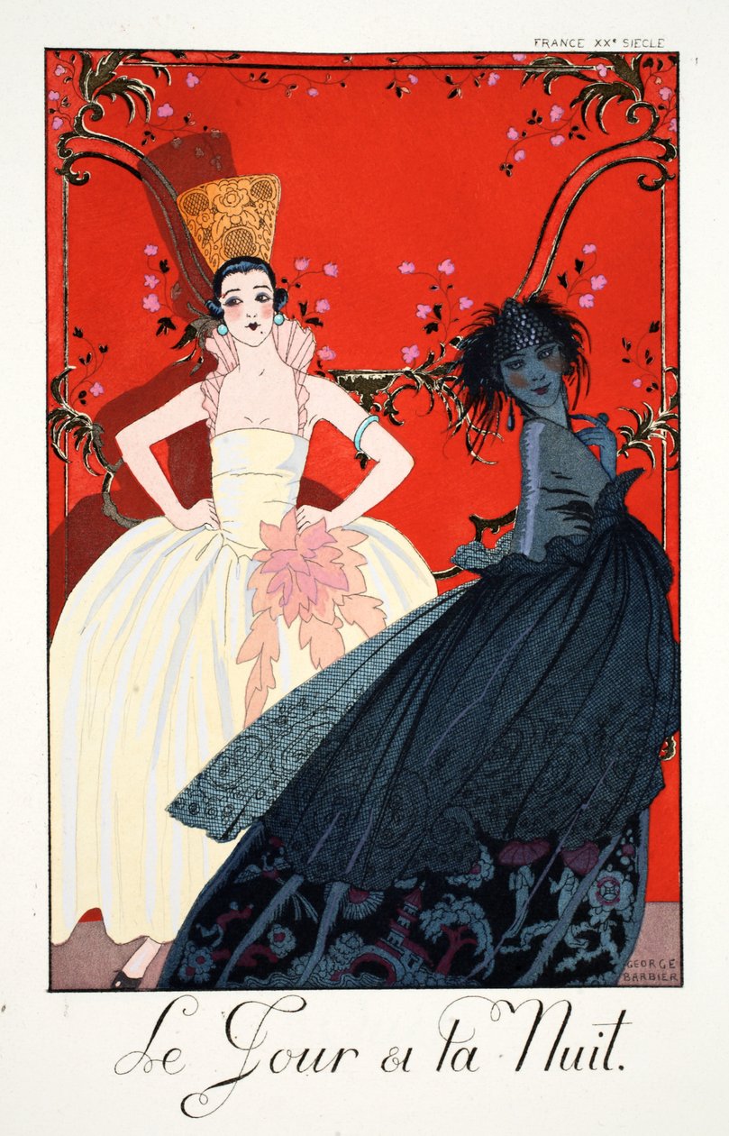 Éjjel-nappal, a „Falbalas és Fanfreluches, Jelen, Múlt és Jövő módok almanachjából” alkotó: Georges Barbier