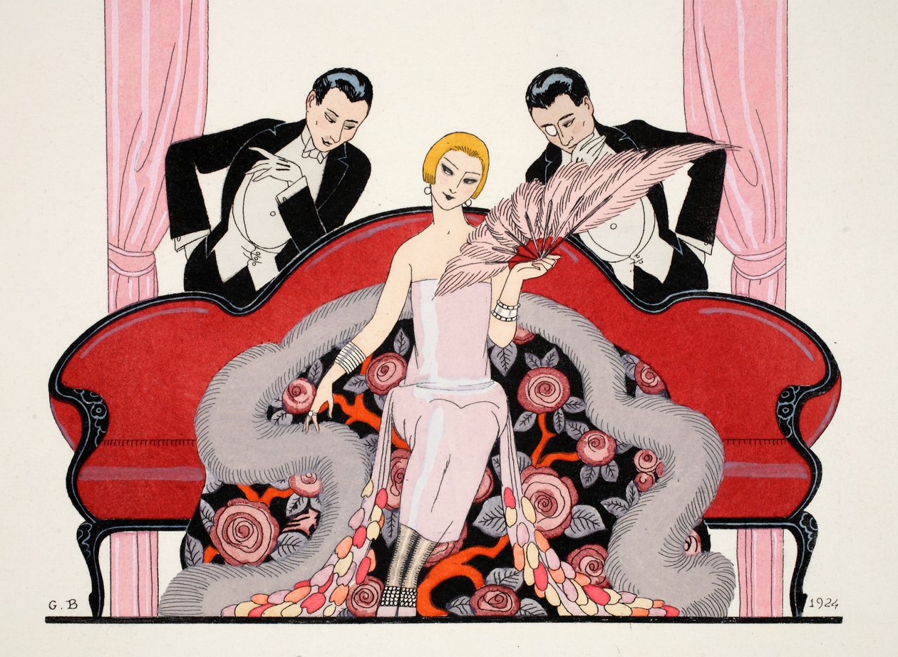 Részlet a „Falbalas et Fanfreluches, Almanach of Present, Past and Future Modes” címlapjáról alkotó: Georges Barbier