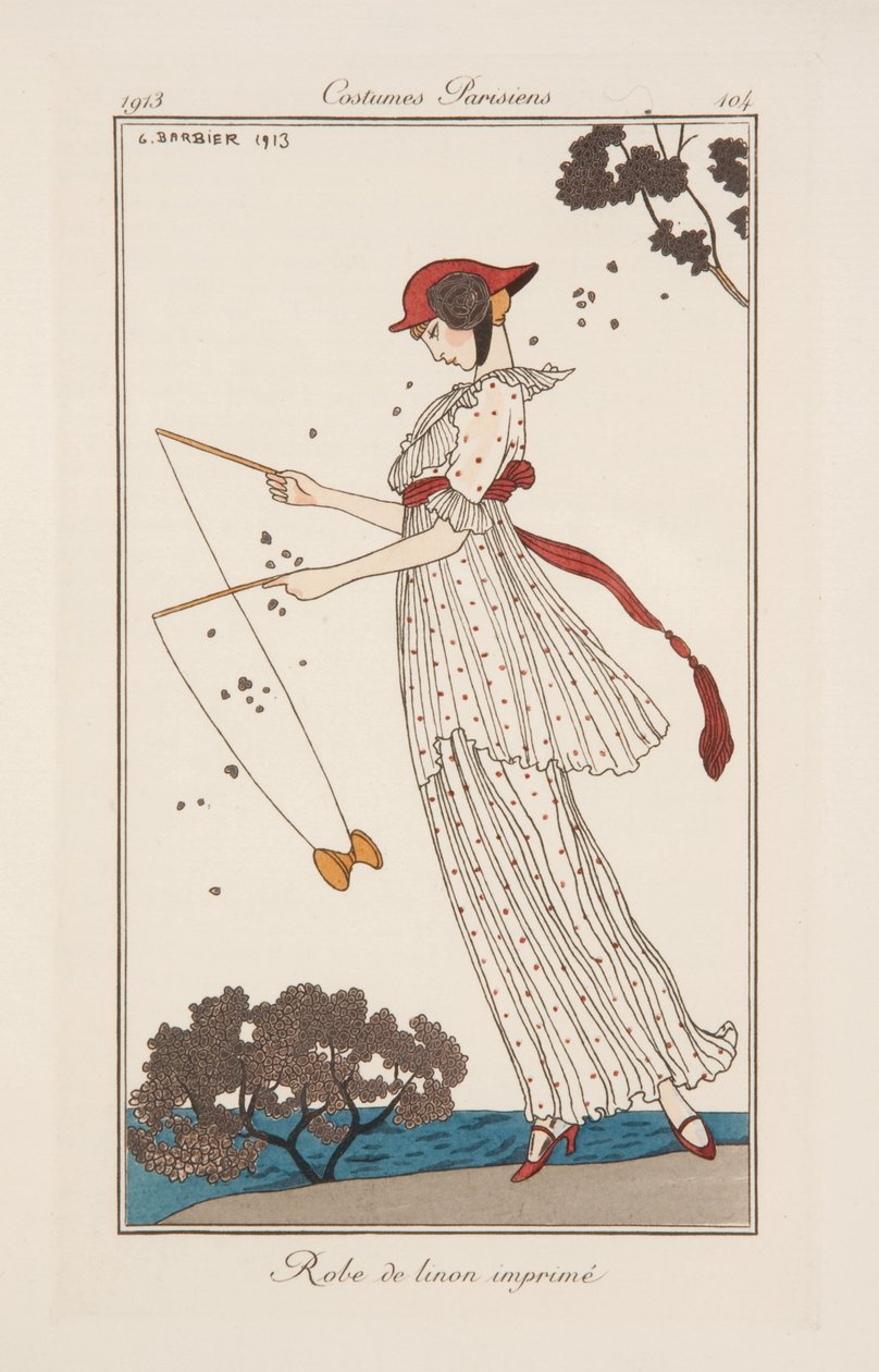 Nyomott vászonruha, illusztráció a „Journal des Dames et des Modes” című folyóiratból alkotó: Georges Barbier