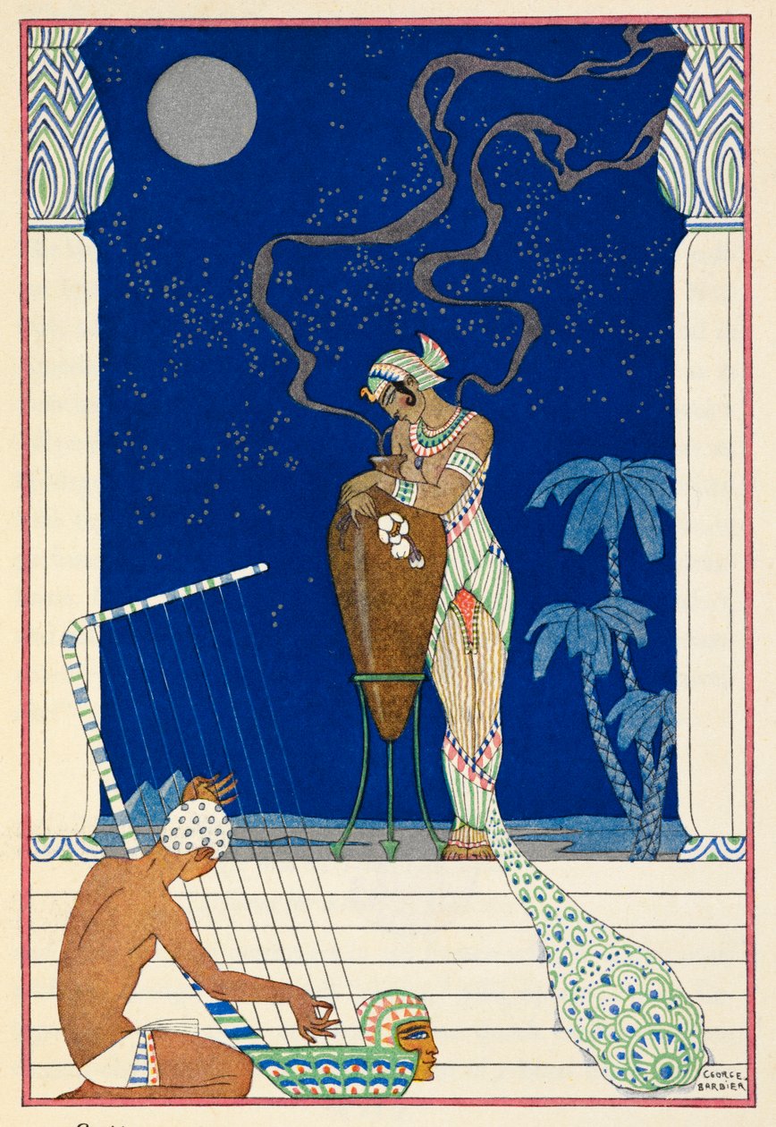 Egyiptom. Egyiptomi személyiség és zenész. alkotó: Georges Barbier