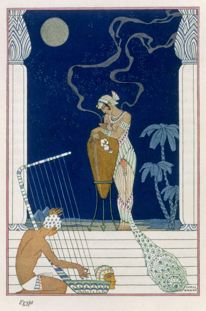 Egyiptom, a "The Art of Perfume" kocsmából. 1912 (pochoir print) alkotó: Georges Barbier