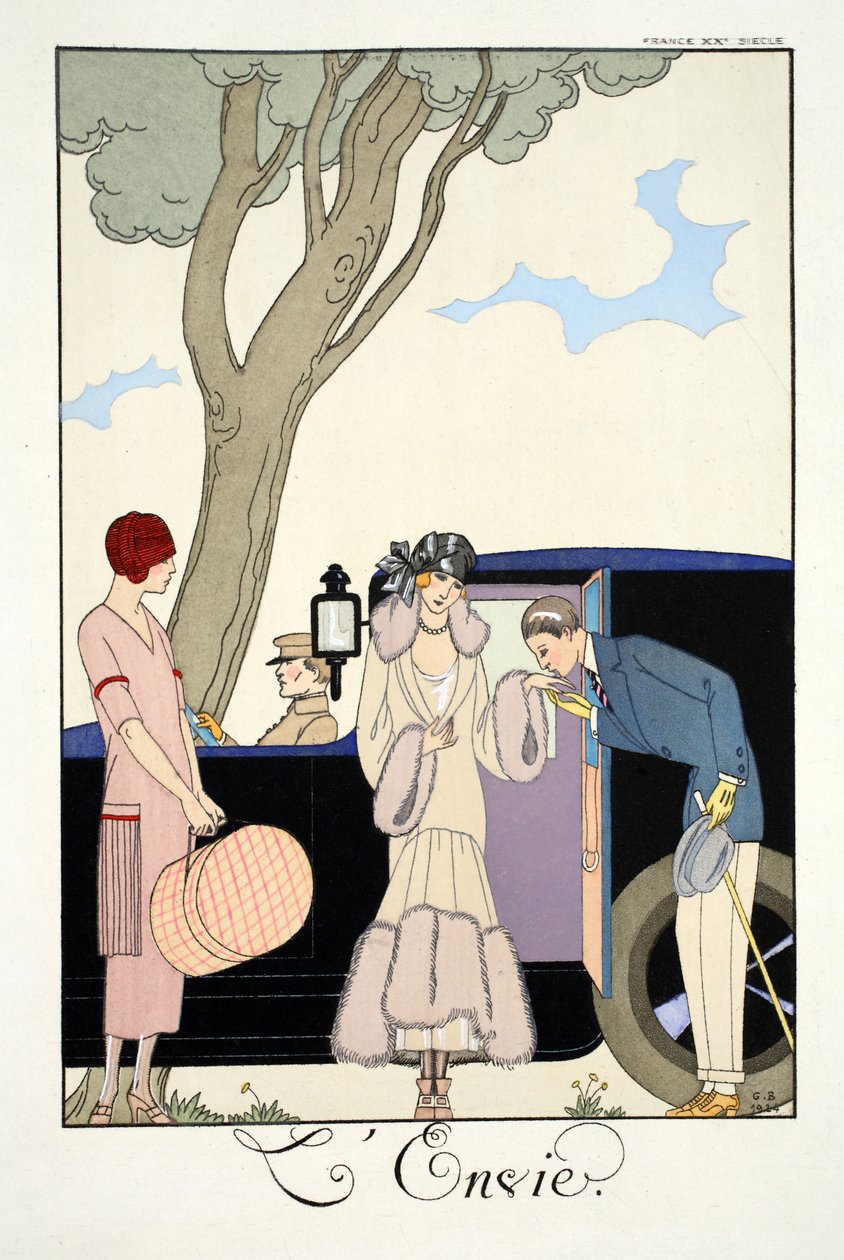 Envy, a „Falbalas és Fanfreluches, Jelen, Múlt és Jövő módok almanachjából” alkotó: Georges Barbier