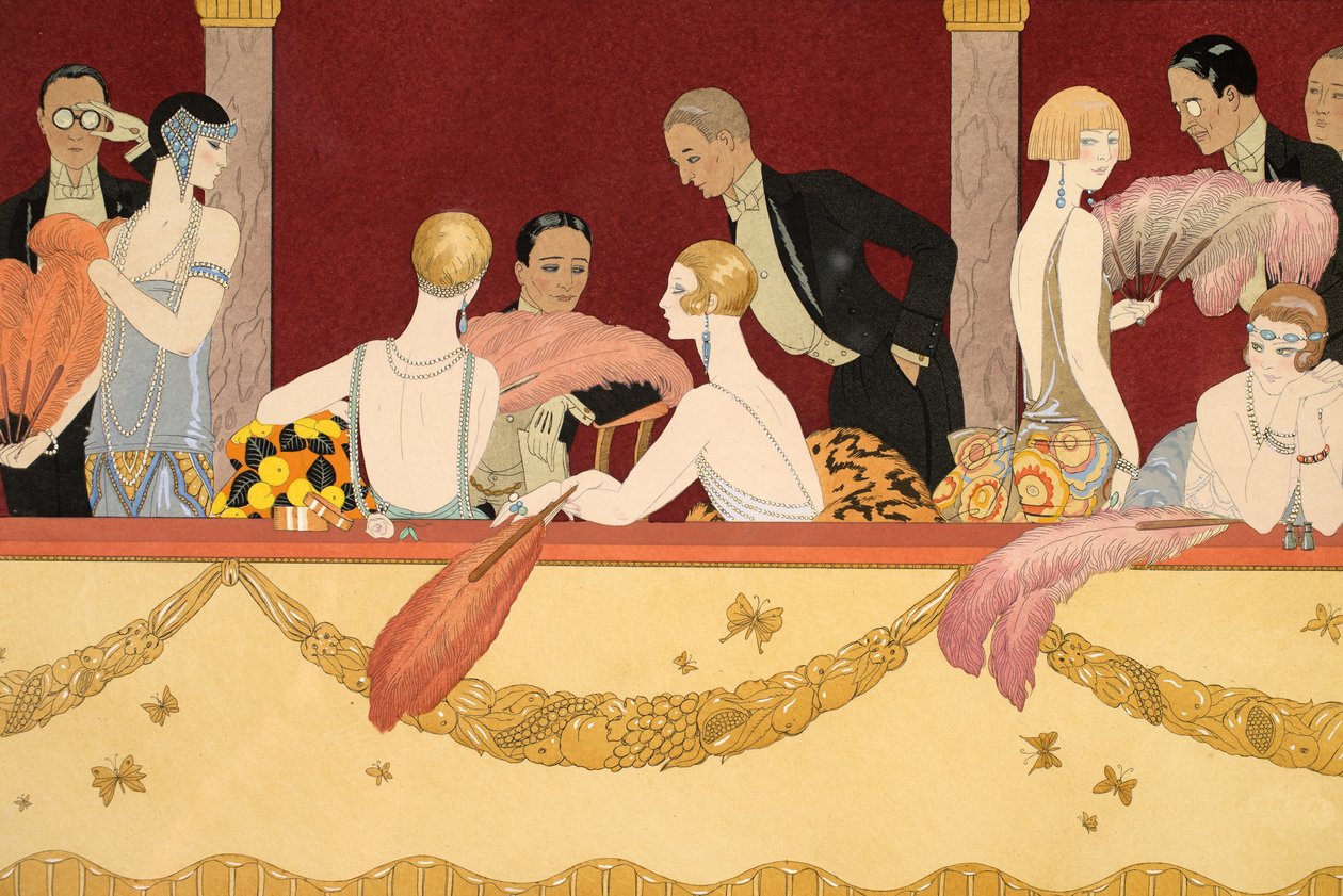 Eventails, metszette H. Reidel alkotó: Georges Barbier