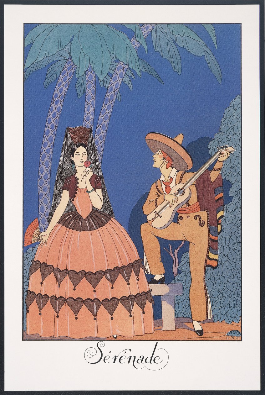 Falbalas et Fanfreluches, Almanach 1924-re, Szerenád, George Barbier, nyomat alkotó: Georges Barbier