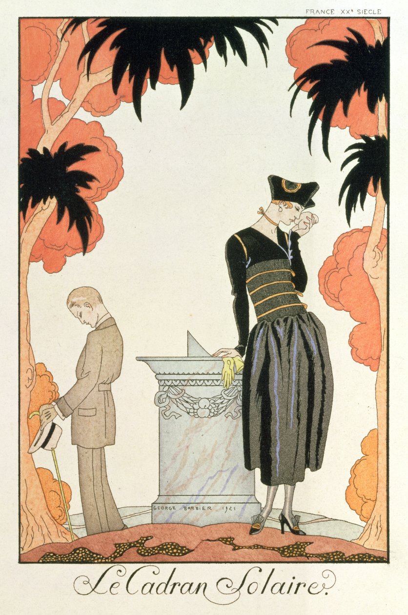 "Falbalas and fanfreluches, Almanach des Modes", divat 1921-ben (stencilnyomat) alkotó: Georges Barbier