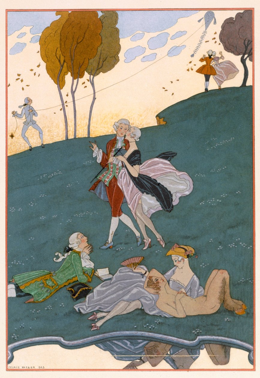 Fetes Galantes, illusztráció Paul Verlaine (1844-96) „Fetes Galantes” című művéhez alkotó: Georges Barbier