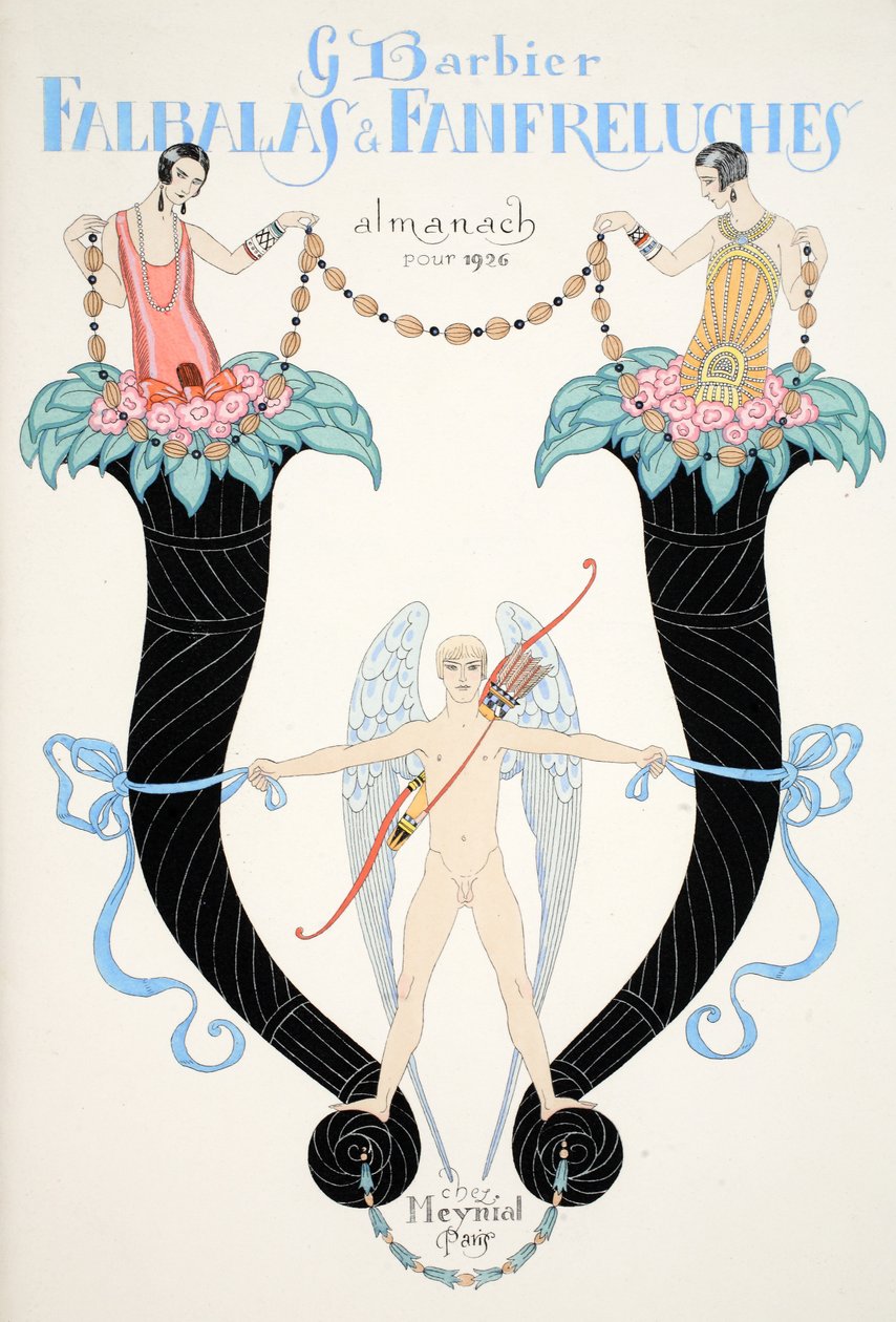 A „Falbalas and Fanfreluches, Present, Past and Future Modes Almanach” címlapja alkotó: Georges Barbier