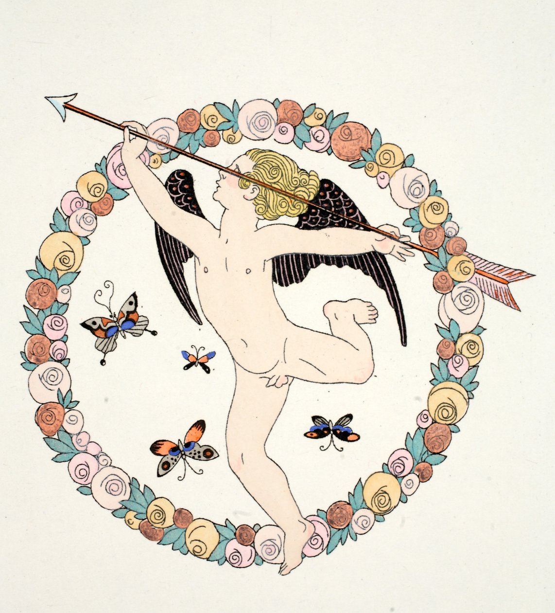 A „Falbalas és Fanfreluches, Jelen, Múlt és Jövő módok almanachja” címlapja alkotó: Georges Barbier